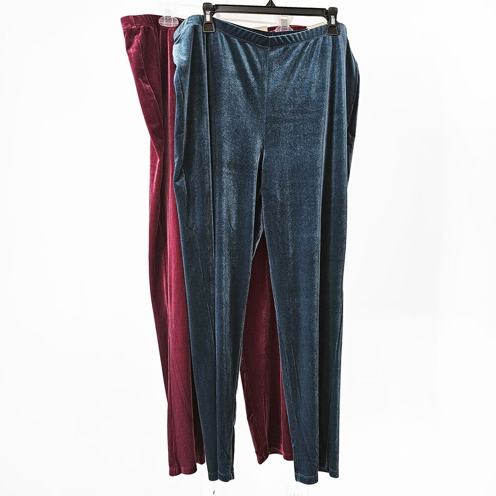 Chicos size 3 sz 16 Velour Pants NWT Bundle of Two Red and Green